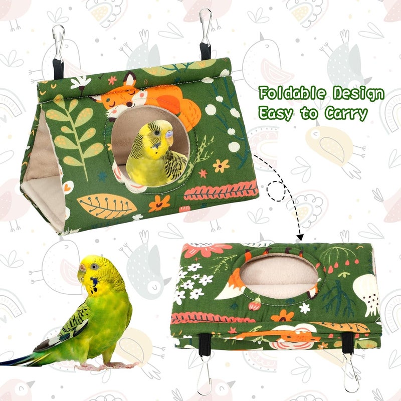 Rypet Winter Warm Bird Nest House - Hanging Hammock Velvet Shed Hut Cage Plush Fluffy Birds Hideaway Sleeping Bed Fuzzy for Parrot Parakeet Cockatiels Budgies Lovebird Small（Green） - Image 3